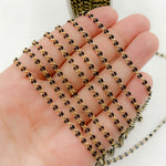Load image into Gallery viewer, 925 Sterling Silver Gold Plated Black Enamel Cable Link Chain