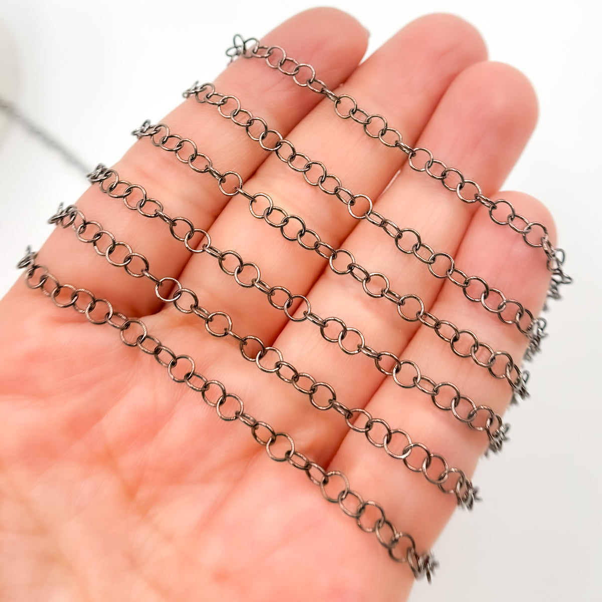 Black Rhodium Sterling Silver Cable Link Chain