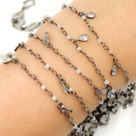 Load image into Gallery viewer, Multi Moonstone & CZ Dangle Oxidized Wire Chain