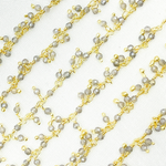 Load image into Gallery viewer, Coated Grey Moonstone Cluster Dangle Gold Plated Wire Chain.