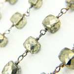 Load image into Gallery viewer, Pyrite Cube Shape Oxidized Wire Chain.