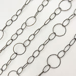 Load image into Gallery viewer, Oxidized Sterling Silver Diamond Cut Round and Oval Links Chain