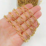 Load image into Gallery viewer, Gold Plated Sterling Silver Gold Plated Textured Long and Smooth Short Oval Chain