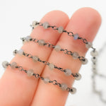 Load image into Gallery viewer, Labradorite Wire Wrap Chain made with Black Rhodium Sterling Silver