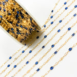 Load image into Gallery viewer, V295BLGF. 14K Gold Filled Blue Color Enamel with Paperclip and Diamond Cut Marina Links