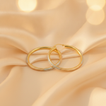Load image into Gallery viewer, GER66. 14K Gold Tri-Color Hoop Earrings with Engraved Tornado Design