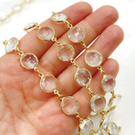 Load image into Gallery viewer, Crystal Round Shape Bezel Gold Plated Wire Chain.