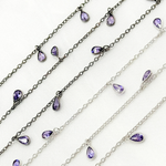 Load image into Gallery viewer, Purple Color Cubic Zirconia Pear Shape Dangle Chain