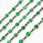 Load image into Gallery viewer, Green Onyx Round Shape Bezel Oxidized Wire Chain.