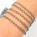 Load image into Gallery viewer, Black Rhodium Sterling Silver Twisted Cable Chain