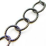 Load image into Gallery viewer, Black Rhodium Sterling Silver Twisted Round Link Chain
