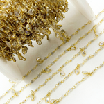 Load image into Gallery viewer, Labradorite & CZ Dangle Gold Plated Wire Chain.