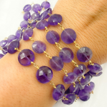 Load image into Gallery viewer, Amethyst Coin Shape Gold Plated Wire Chain