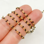 Load image into Gallery viewer, Gold Plated Enamel Sterling Silver Black Enamel Chain