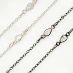Load image into Gallery viewer, Silver Pear Shape Cubic Zirconia Connector With Chain