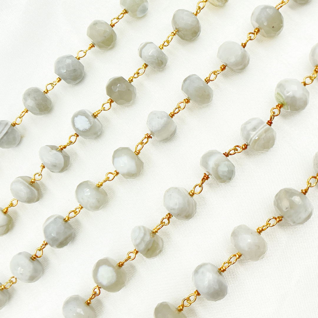 Blue Lace Agate Gold Plated Wire Chain.