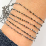 Load image into Gallery viewer, Black Rhodium Sterling Silver Rolo Chain