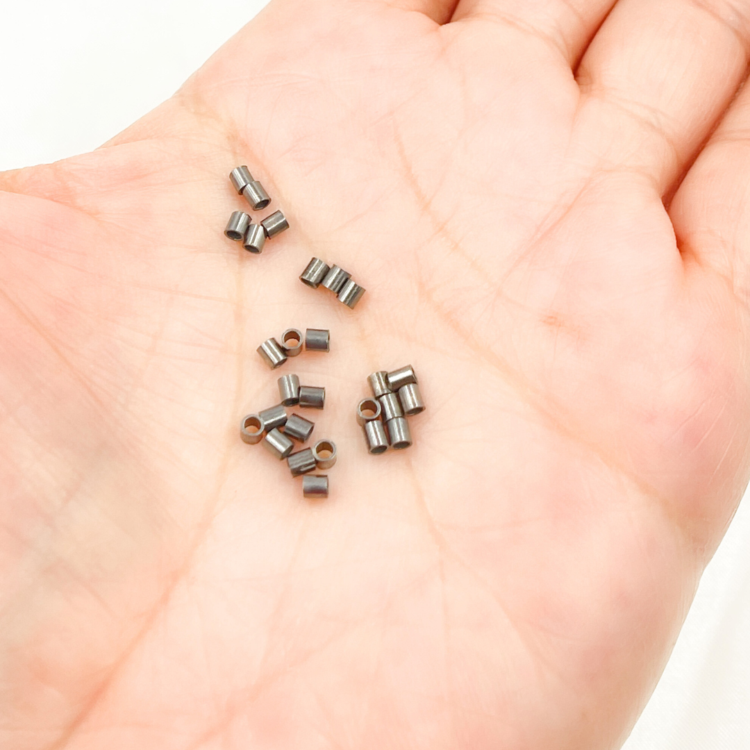 2MM Black Rhodium Sterling Silver Crimp Tube