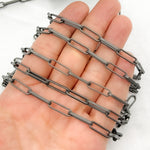 Load image into Gallery viewer, Black Rhodium Matt 925 Sterling Silver Flat Paperclip Chain