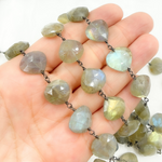 Load image into Gallery viewer, Labradorite Heart Shape Oxidized Wire Chain.