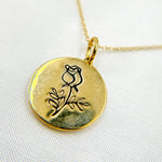 Load image into Gallery viewer, 14k Solid Gold Medallion Flower-Month Necklace