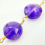 Load image into Gallery viewer, Amethyst Coin Shape Gold Plated Wire Chain.