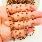 Load image into Gallery viewer, Brown Moonstone Wire Wrap Chain made with Gold Plated 925 Sterling Silver.