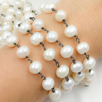 Load image into Gallery viewer, Oval White Freshwater Pearl Wire Wrap Chain. PRL31