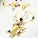 Load image into Gallery viewer, Multi Gemstone Organic Shape Gold Plated Connected Wire Chain