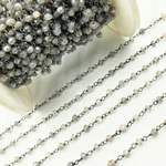 Load image into Gallery viewer, Coated Cyloni Moonstone Black Rhodium 925 Sterling Silver Wire Chain