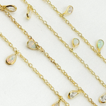 Load image into Gallery viewer, Created White Opal + CZ Pear Shape Dangle Chain