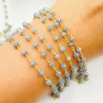 Load image into Gallery viewer, Coated Grey Quartz Gold Plated Wire Chain. CQU16