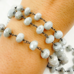 Load image into Gallery viewer, Coated Milky Aquamarine Oxidized Wire Chain