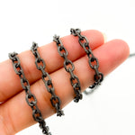 Load image into Gallery viewer, V33BRM. Black Rhodium Matte Sterling Silver Diamond Cut Cable Link Chain
