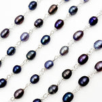 Load image into Gallery viewer, Peacock Pearl Oval Shape Sterling Silver Wire Chain