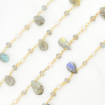 Load image into Gallery viewer, Labradorite & Pearl Gold Plated Wire Chain.