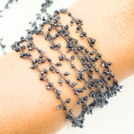 Load image into Gallery viewer, Coated Black Spinel Cluster Dangle Oxidized Wire Chain