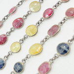 Load image into Gallery viewer, Multi Sapphire Mix Shape Bezel Oxidized Wire Chain.