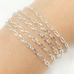 Load image into Gallery viewer, Sterling Silver Oval Diamond Cut Link Chain