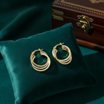 Load image into Gallery viewer, GER19. 14K Two-Tone Gold Hollow Hoop Earrings