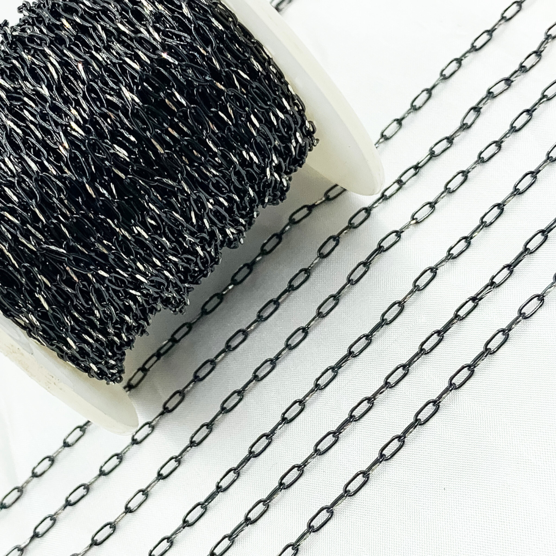 Black Rhodium Sterling Silver Cable Link Chain