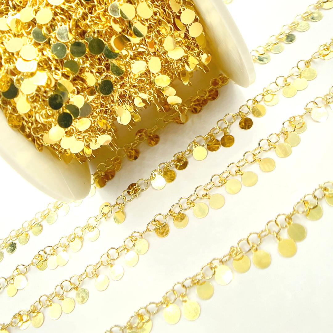 Gold Plated 925 Sterling Silver Dangle Disc Chain
