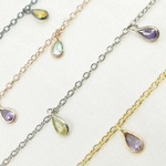 Load image into Gallery viewer, Multi Color Cubic Zirconia Pear Shape Dangle Chain