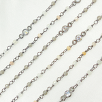 Load image into Gallery viewer, Multi Moonstone & Round CZ Wire Wrap Chain