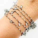 Load image into Gallery viewer, Coated Green Moonstone & CZ Dangle Oxidized Wire Chain