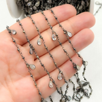 Load image into Gallery viewer, Pyrite & CZ Dangle Oxidized Wire Chain.