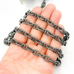 Load image into Gallery viewer, Black Rhodium 925 Sterling Silver Smooth Marina Link Chain