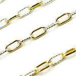 Load image into Gallery viewer, XM3106PZXETT. 14k Gold Filled Smooth and Silver Textured Paperclip Link Chain