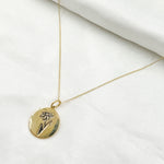 Load image into Gallery viewer, 14k Solid Gold Medallion Flower-Month Necklace