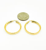 Load image into Gallery viewer, GER2. 14K Solid Gold Textured Hollow Hoops Earrings